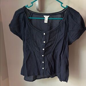 Cider Navy Blue Button-Up Women's Top
